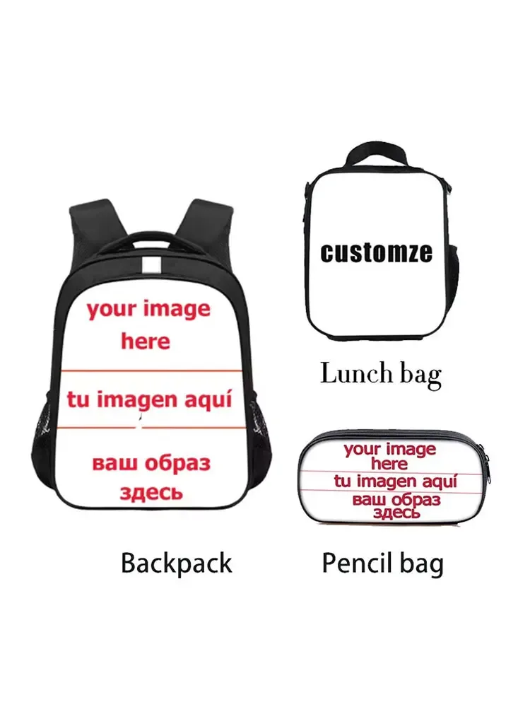 3 pièces/ensemble sacs à dos personnalisés adolescent garçons filles sacs à dos enfants cartable sac à déjeuner étui à crayons