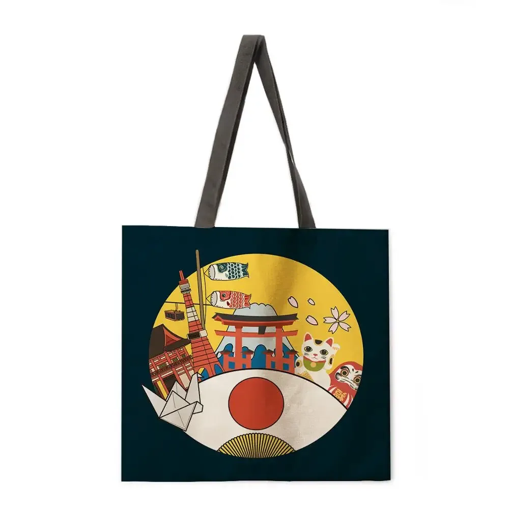 sac fourre-tout décontracté du mont fuji pour dames, sac à provisions pliable, sac de plage en plein air, sac initié au japon
