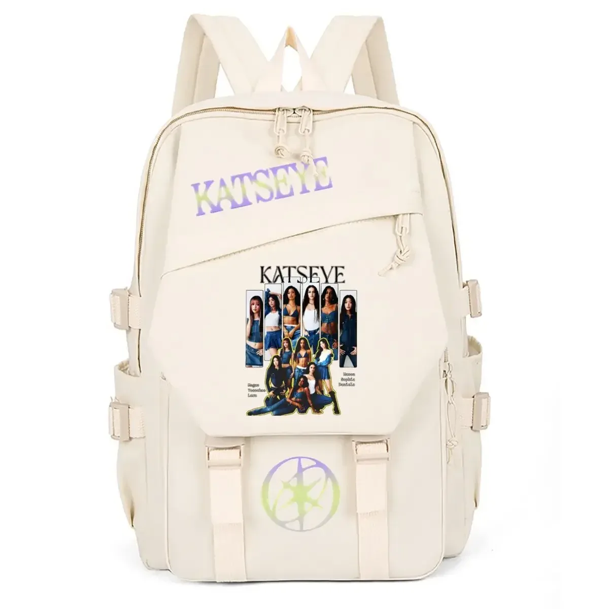 sac à dos d'école imprimé kpop katseye pour adolescentes, sac à dos de grande capacité pour étudiantes, sac à dos de mode pour femmes, sac à dos de voyage
