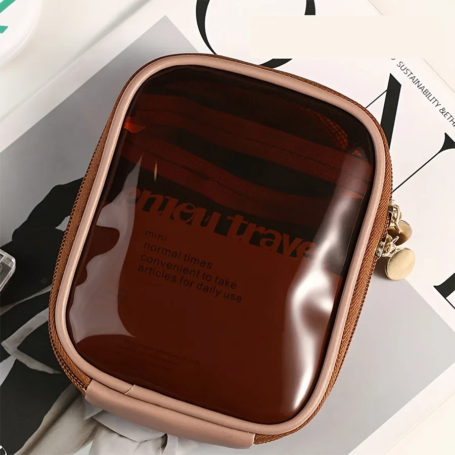 sac de voyage transparent pour cosmétiques, mini sac de rangement portable et étanche pour rouges à lèvres, pochette multifonctionnelle