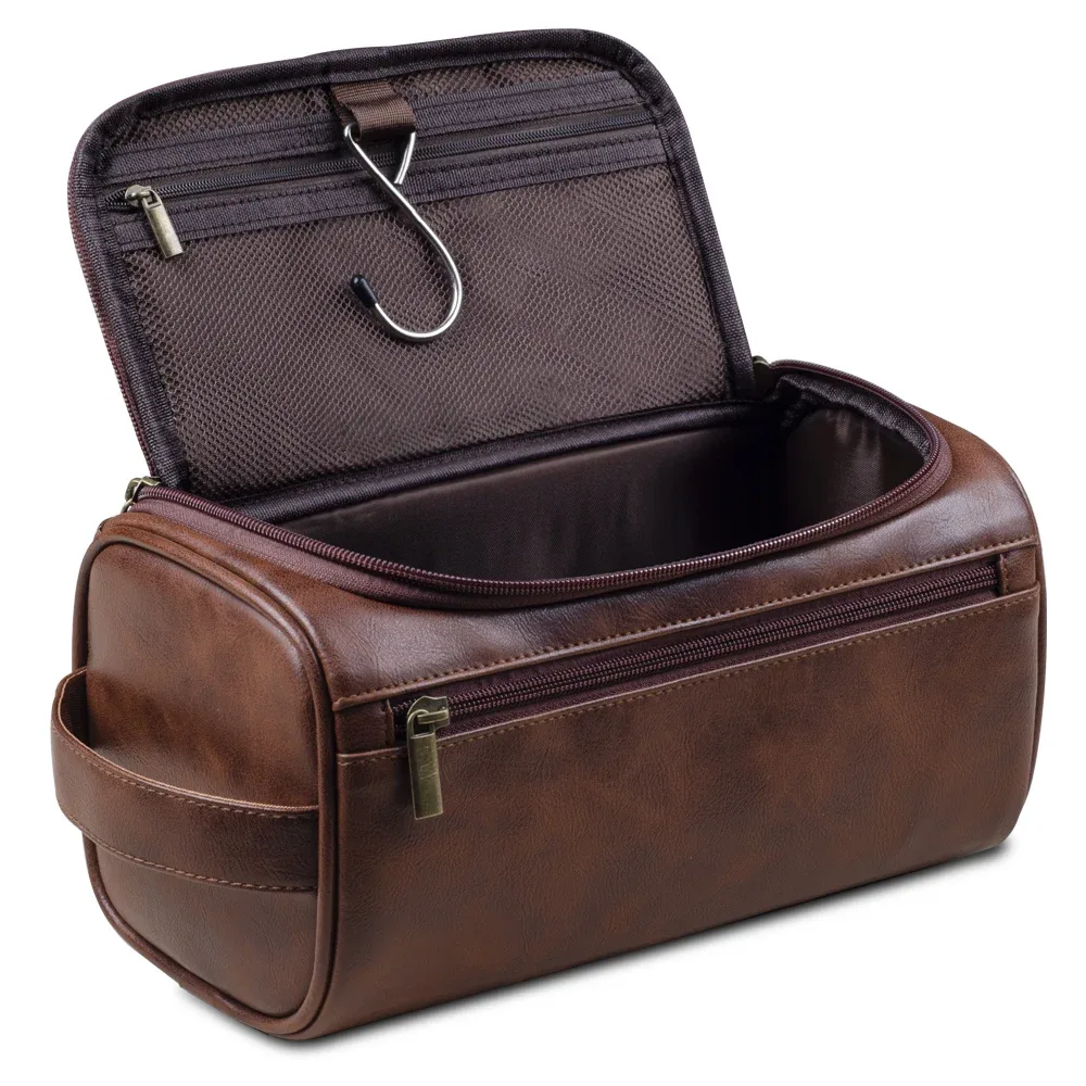 trousse de toilette en cuir pour hommes et femmes, kit dopp, trousse de toilette suspendue pour hommes, trousse de toilette de voyage pour voyager, grand sac à cosmétiques pour t