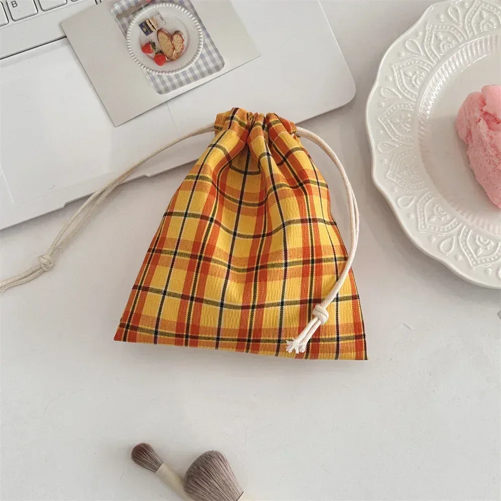 sacs à cordon imprimés en grille, sac à main pour femmes, porte-monnaie, pochette pour clés, rouge à lèvres, sac de rangement pour bijoux, sac anti-poussière, sacs à cordon
