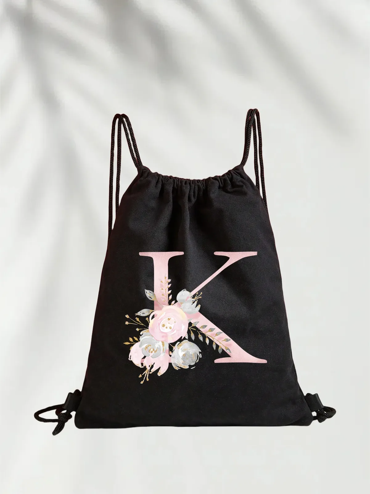 sac à dos léger unisexe à cordon de serrage pour le sport et le fitness, les voyages en plein air et les étudiants avec motif de nom de lettre initiale