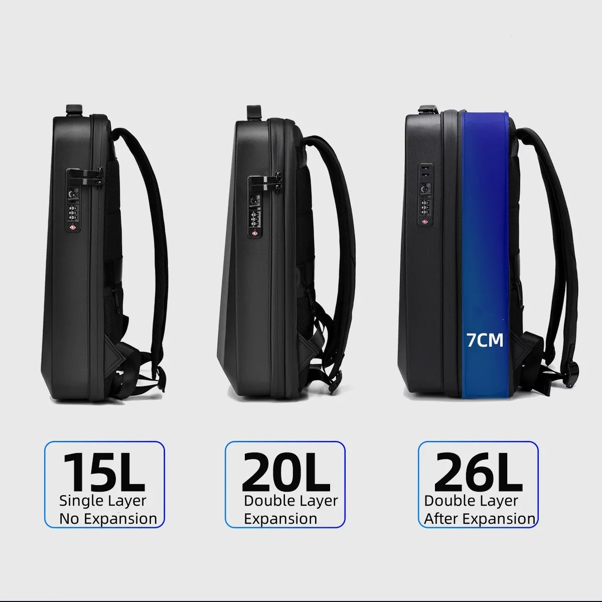 sac à dos étanche pour ordinateur portable 15.6 /17 pouces pour hommes, sac de jeu à coque rigide extensible, antivol tsa, chargeur usb, sacs de voyage d'affaires