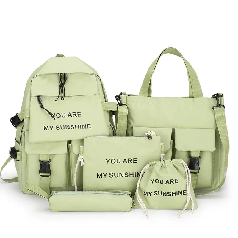 sac à dos d'école kawaii pour enfants, cartable pour femme, sacs d'école pour adolescentes, ensembles de 4 pièces, 138