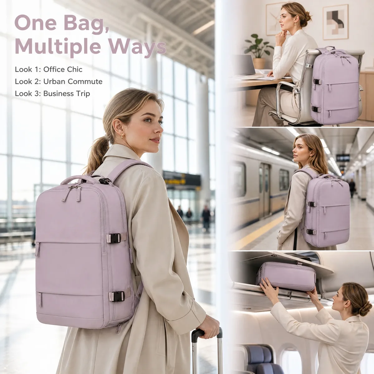 sac à dos pour ordinateur portable avec chargement usb, sac à dos pour femme en nylon de haute qualité, sac à dos d'affaires pour femme, sac à dos de voyage en plein air pour femme