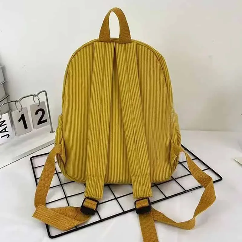 Mini sac à dos en velours côtelé durable, sac à dos décontracté rétro avec plusieurs compartiments pour femmes, pour le quotidien, les voyages et le week-end