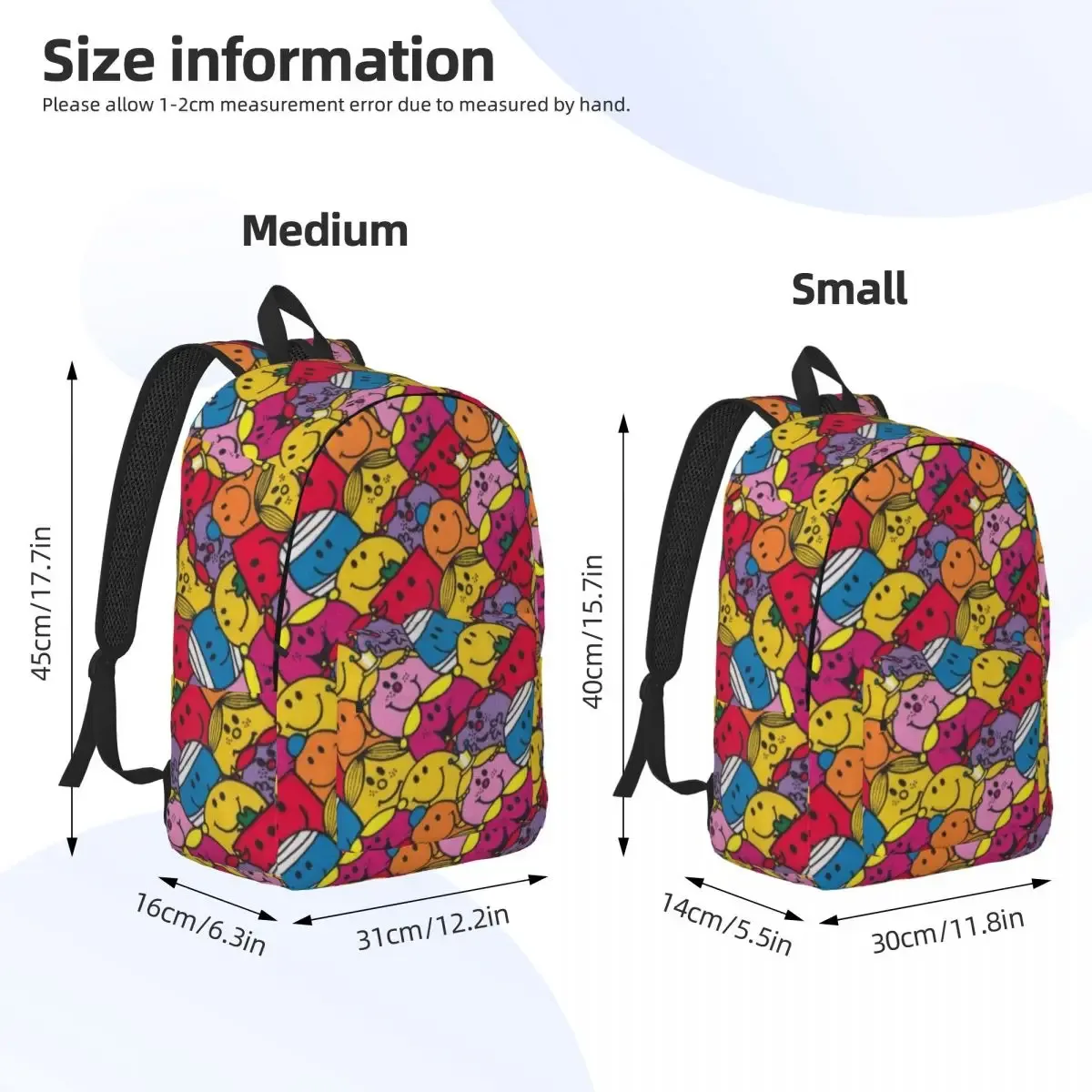 mr men littles cartoon miss sac à dos pour hommes femmes cool étudiant travail sac à dos collège toile sacs durables
