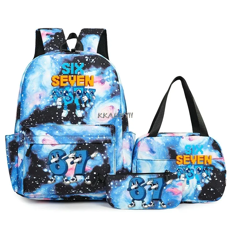 lot de 3 sacs à dos imprimés 67 six seven, style simple, légers, pour garçons et filles, sacs d'école amusants avec le numéro 67, sacs de voyage, mochilas