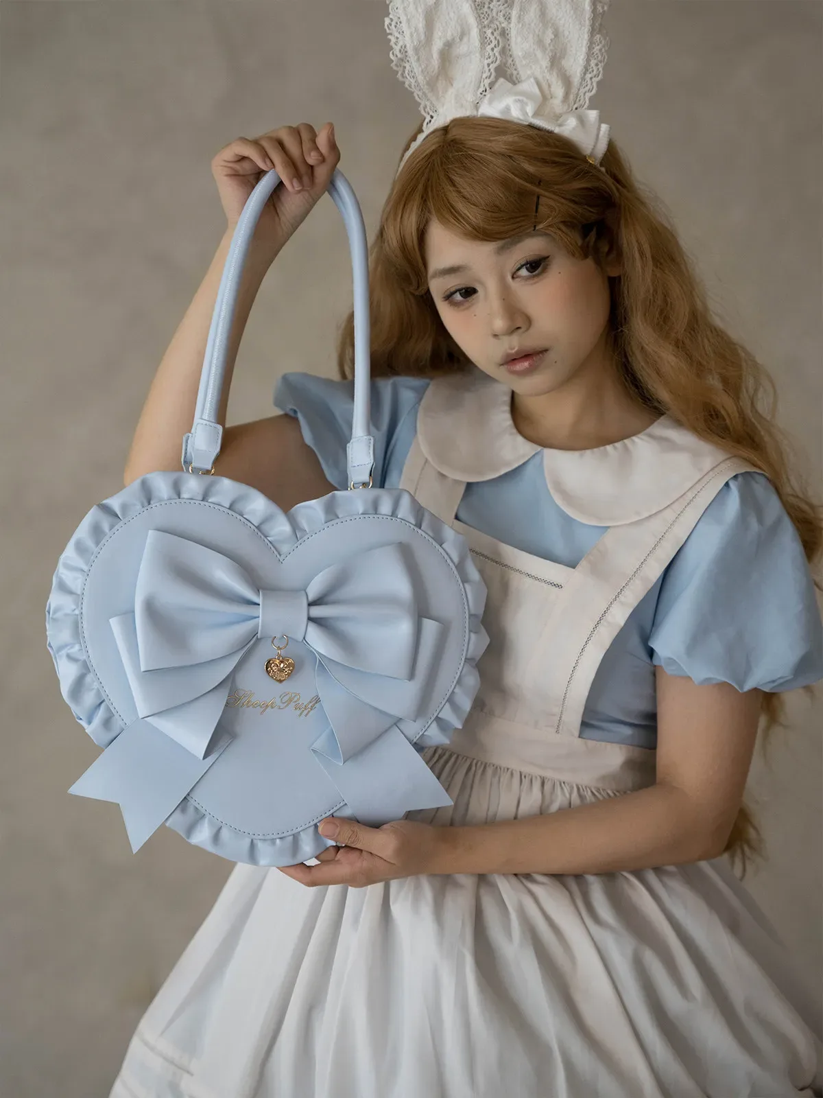 sac lolita original 2026 nouveau sac à bandoulière unique avec nœud cœur et dentelle, sac princesse élégant pour femme