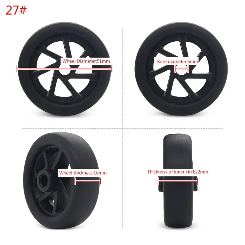 roulettes de remplacement en plastique pour valise rotative, 1 pièce