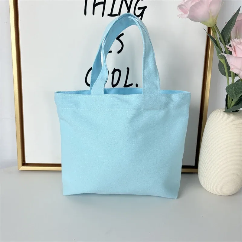 sac fourre-tout en toile de style coréen, sacs de shopping simples de couleur unie, petits sacs à la mode pour le shopping quotidien, sac à main pliable décontracté