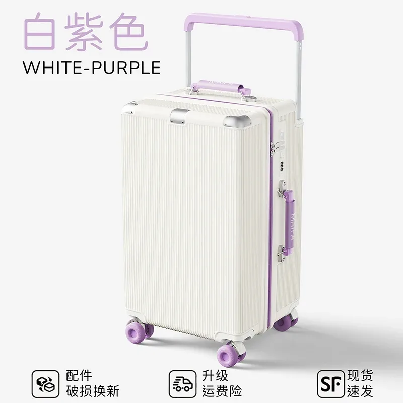 valise à roulettes larges 20 pouces avec serrure à combinaison, roues silencieuses en tpe, grande valise de voyage 24/28 pouces pour le transport en cabine ou en soute