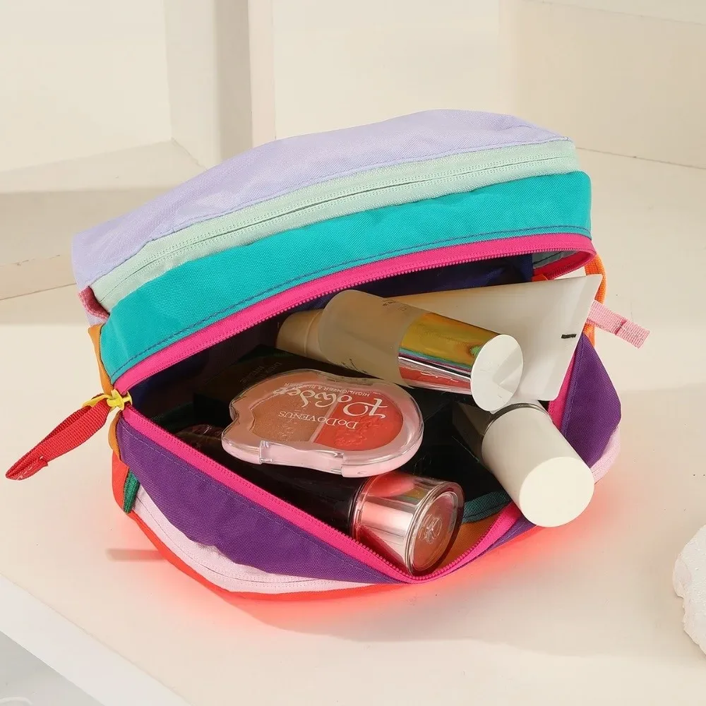 sac à cosmétiques portable durable, couleur dopamine, sac de toilette multi-couches, grande capacité, sac à maquillage multifonctionnel, voyage