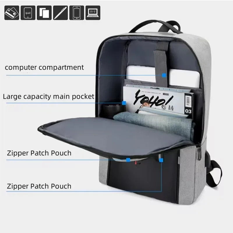 sac à dos pour ordinateur portable résistant à l'eau pour hommes, 15,6 pouces avec chargement usb, design spacieux pour le travail et les études