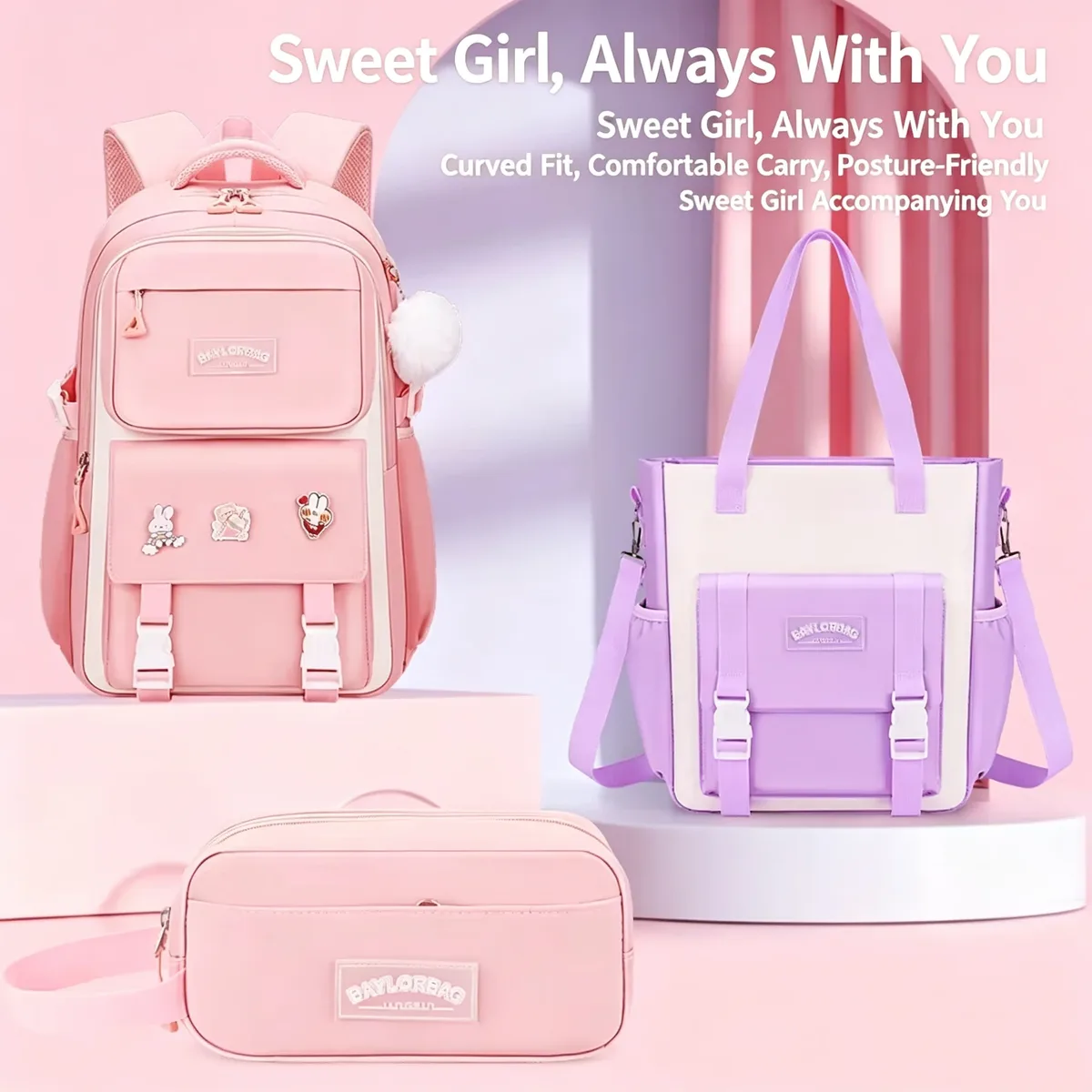 ensemble de 3 pièces de sac à dos de protection de la colonne vertébrale réduisant la charge de grande capacité pour enfants, nouveau cartable pour collégiens et lycéens