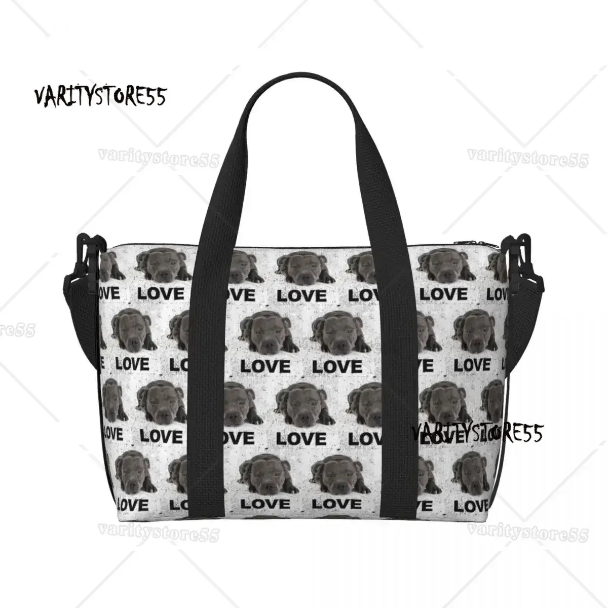 sac fourre-tout personnalisé à motif répété de chien bull terrier pour femmes, sac de voyage à bandoulière de grande capacité pour animaux de plage et de gymnastique