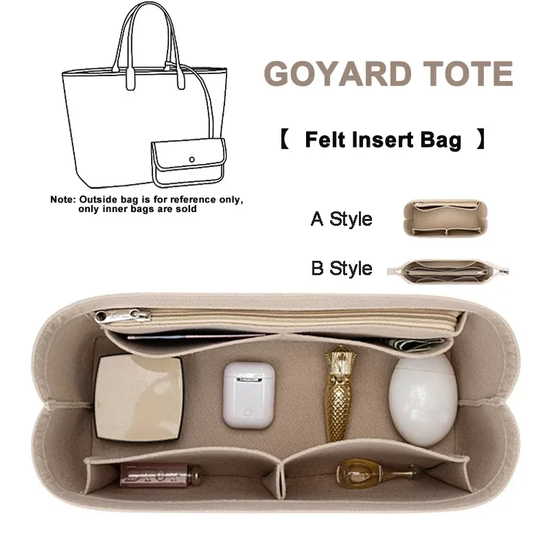 Organisateur de sac de grande capacité, poche intérieure en feutre pour Goyard LV Neverfull, fourre-tout, sacs de réservoir à doublure, améliore l'espace, accessoire de mise à niveau