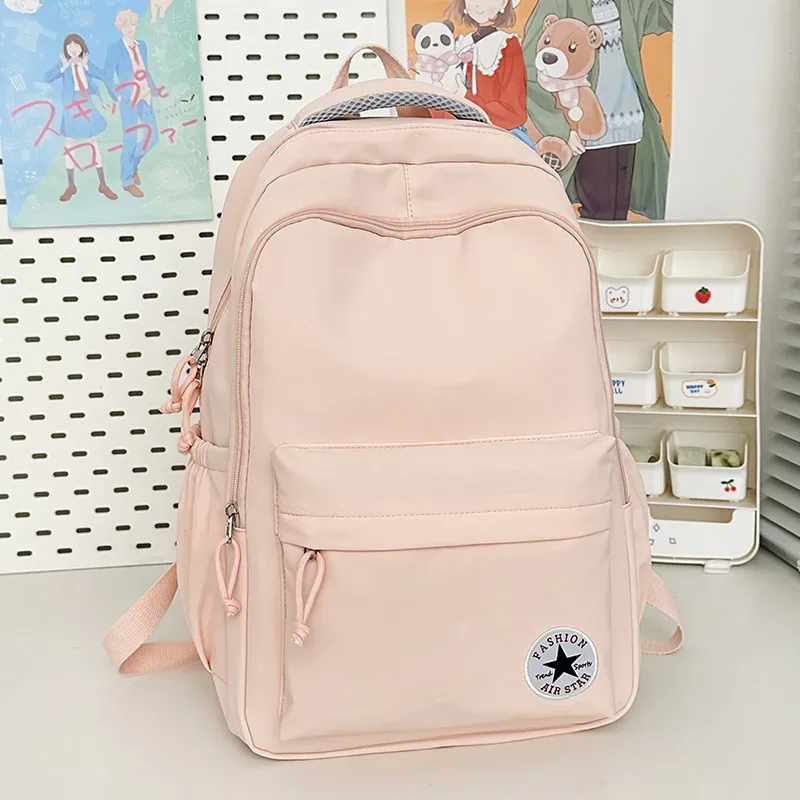 sac à dos décontracté de style universitaire, couleur bonbon, grande capacité, en nylon imperméable, pour l'école, les voyages et les ordinateurs