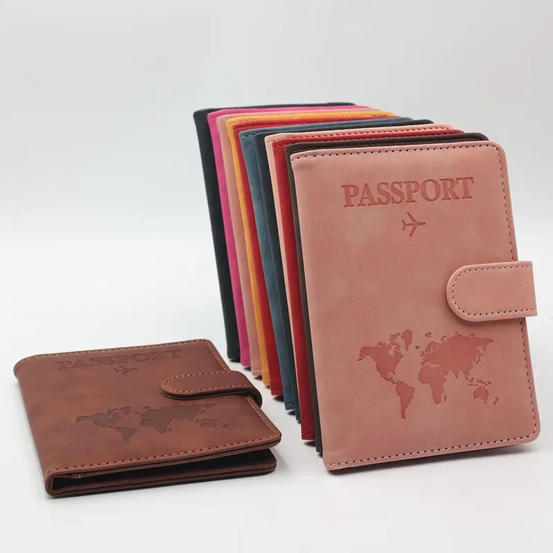 porte-passeport en cuir pu pour hommes et femmes, étui pour cartes de crédit, portefeuille de couverture, accessoires de voyage, sac à main