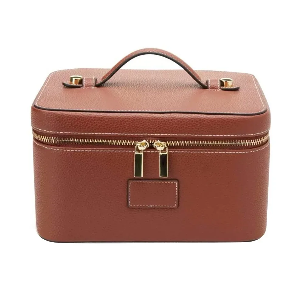 sac de maquillage en cuir pu, forme carrée, grande capacité, sac de rangement pour appareil photo, étanche, séparateur amovible, étui organisateur de maquillage, voyage