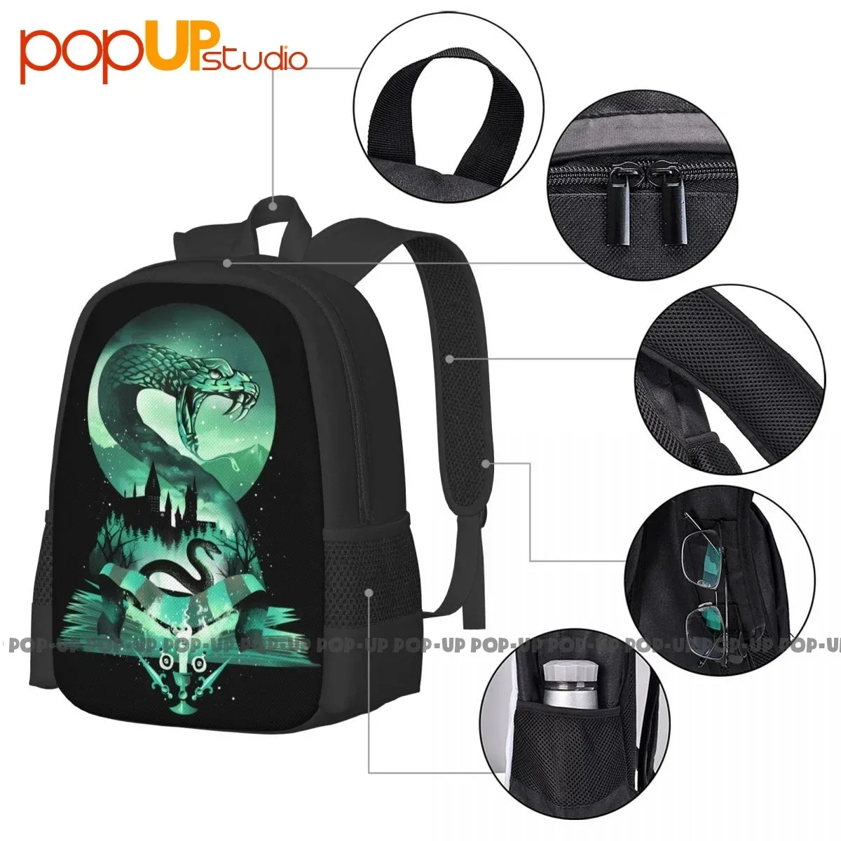 sac à dos house of slytherin viper de grande capacité, vêtements personnalisés d'entraînement à la mode