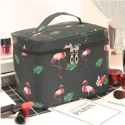 sac de maquillage en toile imperméable pour femmes, organiseur de cosmétiques portable pour les voyages, pochette de rangement pour articles de toilette mignonne
