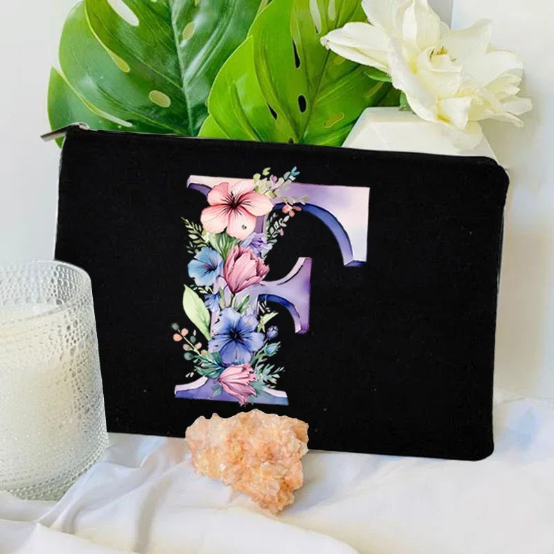 1 pc sac à lettres initiales sac de maquillage avec lettres pour femmes sac à cosmétiques initiales a-z sac de maquillage personnalisé sac de voyage, cosmétique initial