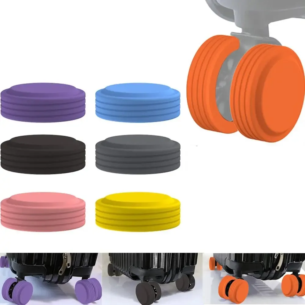 lot de 8 protections en silicone pour roulettes de bagages, réduction du bruit, absorption des chocs, anneaux 