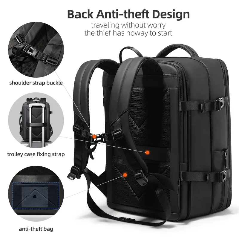 fenruien sac à dos hommes 17.3 pouces sacs à dos pour ordinateur portable extensible usb charge grande capacité voyage sac à dos avec sac étanche