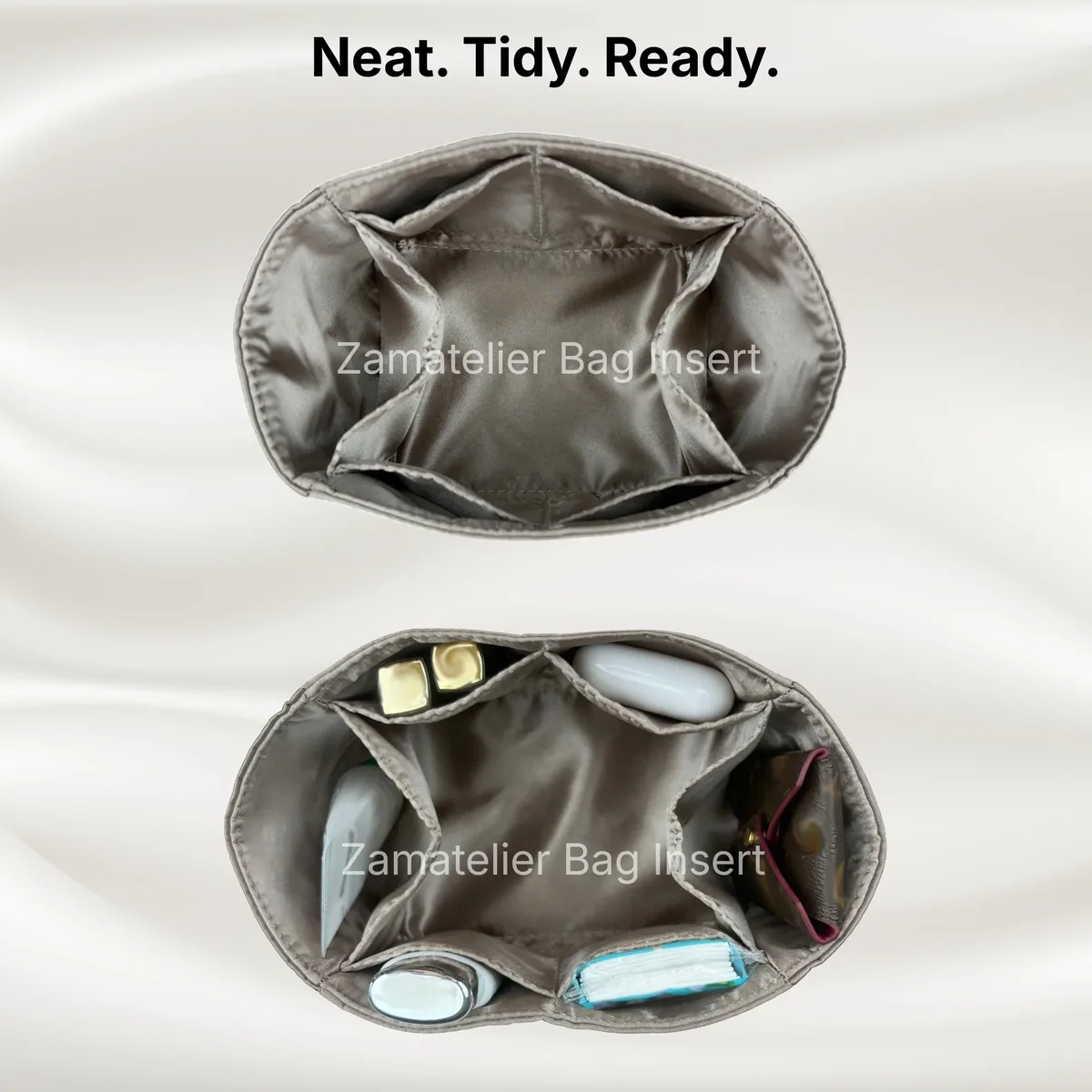 insert en soie sur mesure pour sac picotin 18/22/26/31, organisateur de sac à main en satin de qualité supérieure, base de sac en satin, organisateur de sac, base de sac structurée