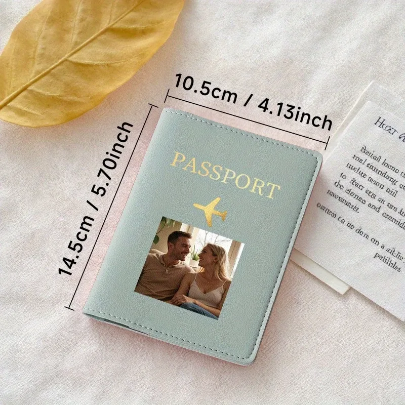 1 porte-passeport personnalisé avec photo de votre animal de compagnie, design avion, emplacements pour cartes. portefeuille de voyage multicolore, cadeau d'anniversaire pour les amoureux des animaux