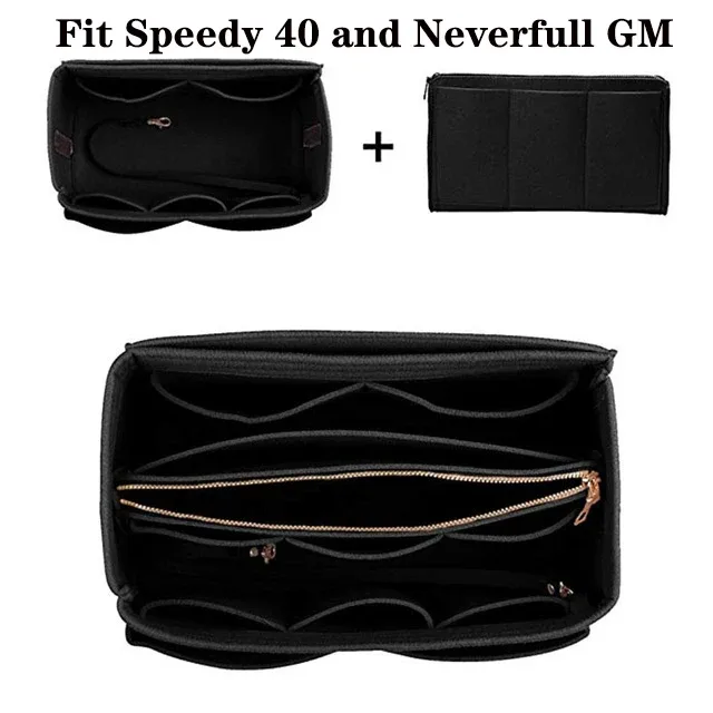 sac d'insertion d'organisateur de maquillage pour sac à main, sac à cosmétiques portatif de sac à main intérieur de voyage, sacs à cosmétiques adaptés à speedy neverfull