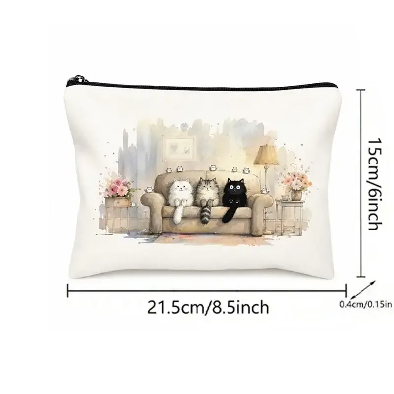 adorable trousse de maquillage à motif de dessin animé, grande capacité, trousse à crayons en toile pour étudiants, sac de voyage pour cosmétiques et articles de toilette.