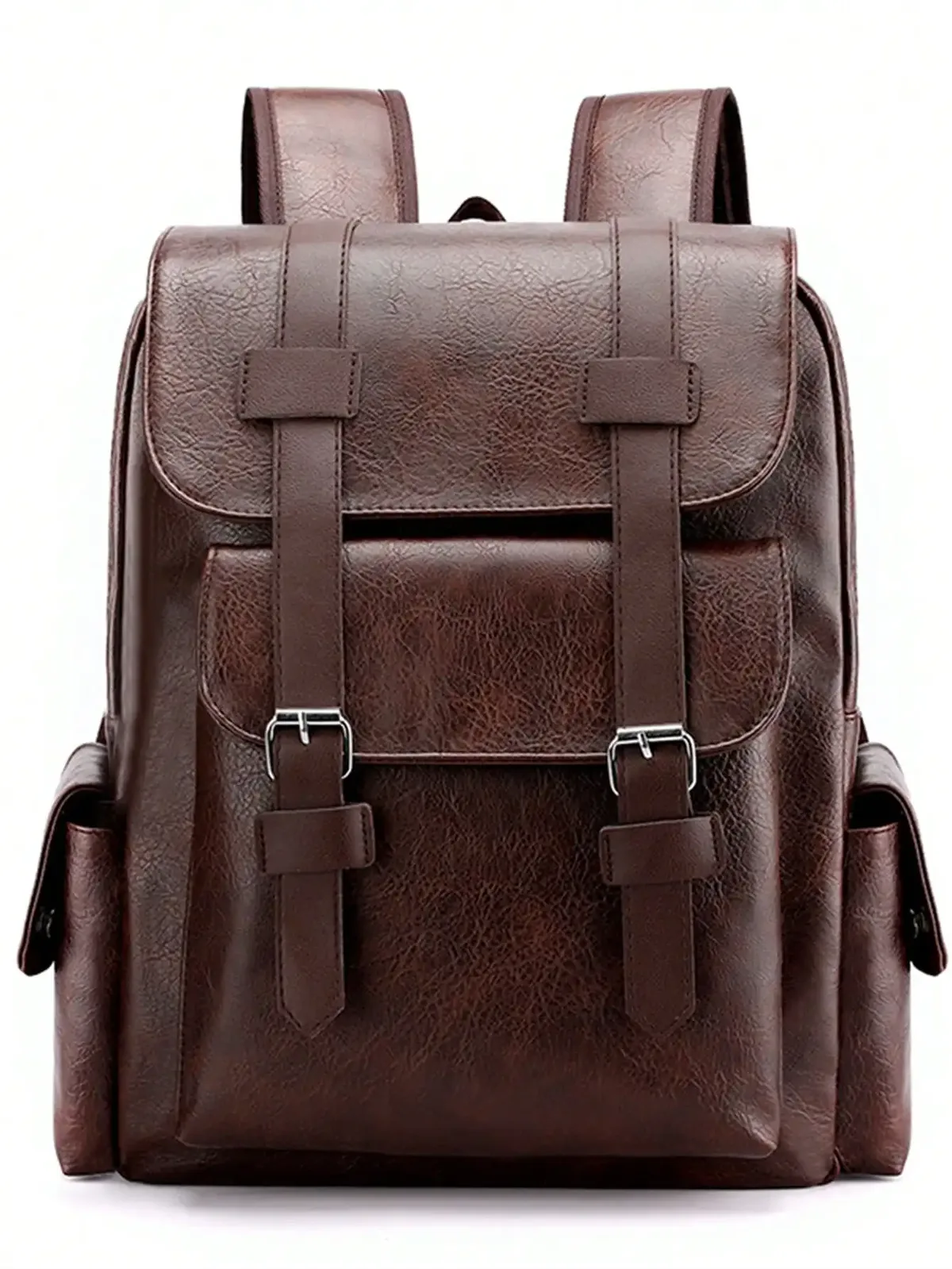 sac à dos en cuir pu pour hommes de style vintage, imperméable et durable avec une grande capacité pour ordinateur portable de 14,7 pouces, idéal pour voyager
