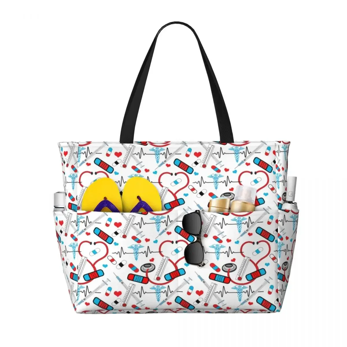 sac fourre-tout de voyage médical personnalisé enfermera en apuros pour femmes, sacs d'épicerie à bandoulière de grande capacité