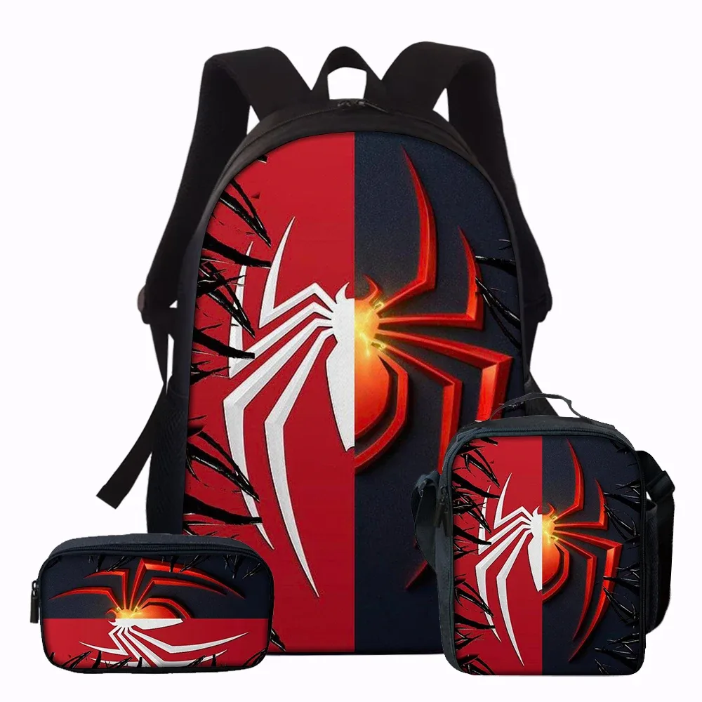 ensemble de 3 sacs à dos imprimés araignée | sac à dos décontracté de grande capacité avec pochette et sac fourre-tout assortis, parfait pour un usage quotidien