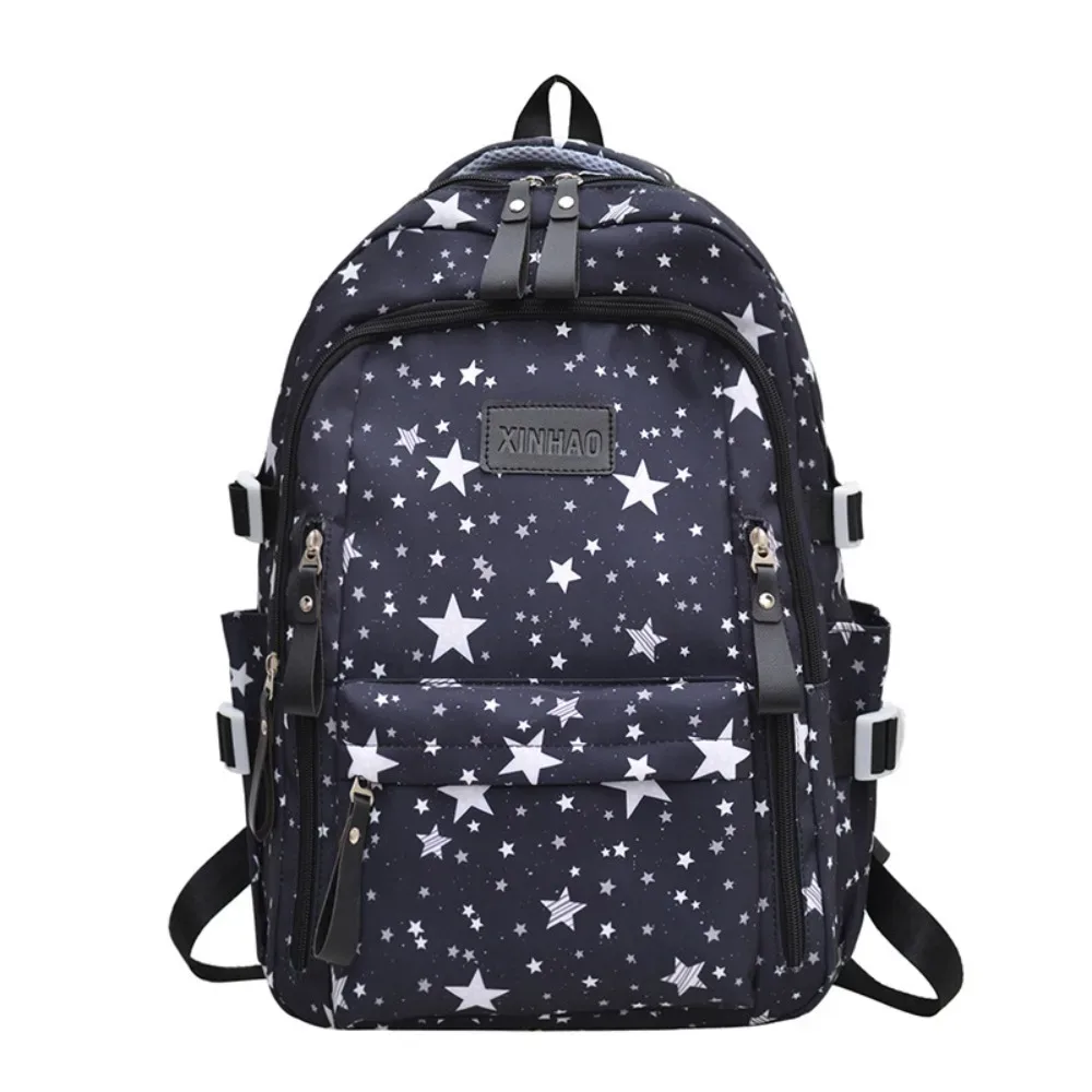 sac à dos portable imprimé étoile grande capacité style universitaire en nylon, sac d'école coréen pour étudiantes