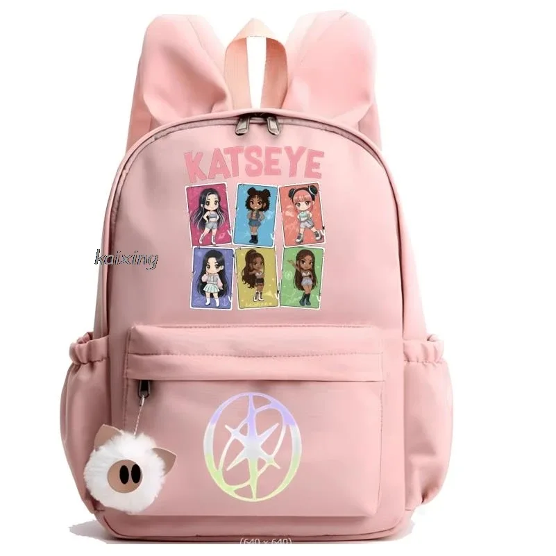 kawaii chaud katseye drôle impression sac à dos grande capacité sac d'école étudiant pochette d'ordinateur sac à dos scolaire pour étudiant
