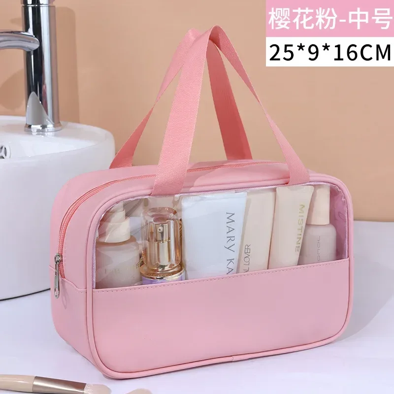 sac à cosmétiques de voyage portable pour femmes, trousse de maquillage transparente, sacs de lavage de bain de grande capacité, mallette de rangement étanche multifonction