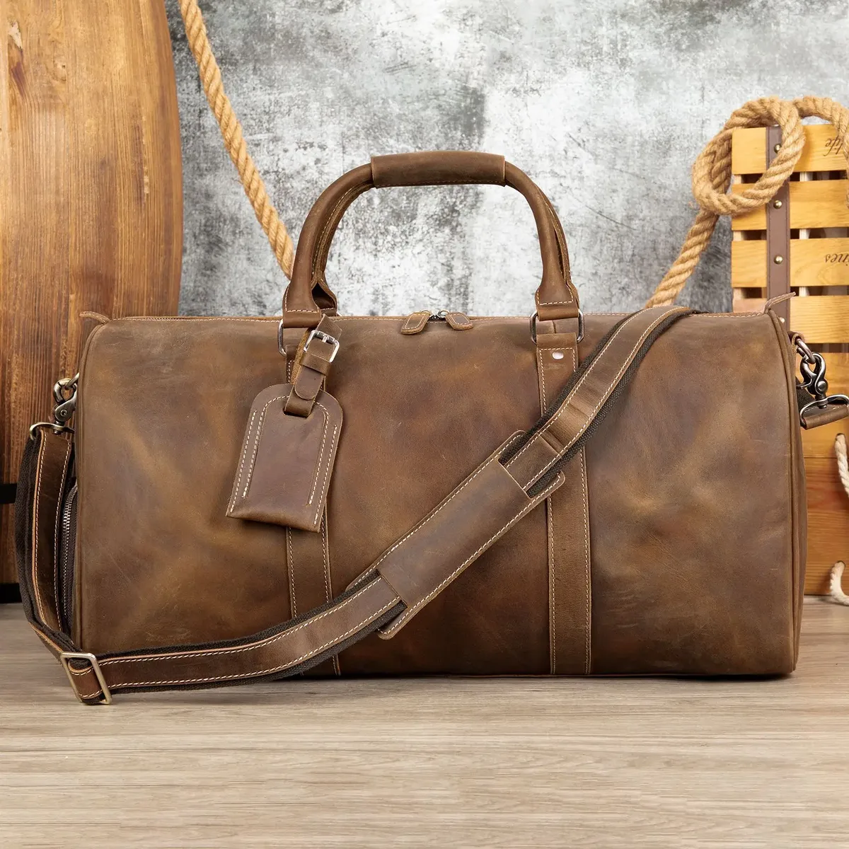 sac de voyage en cuir véritable pour homme avec compartiment à chaussures, sac de sport en cuir de vachette de qualité supérieure, sac de week-end à bandoulière