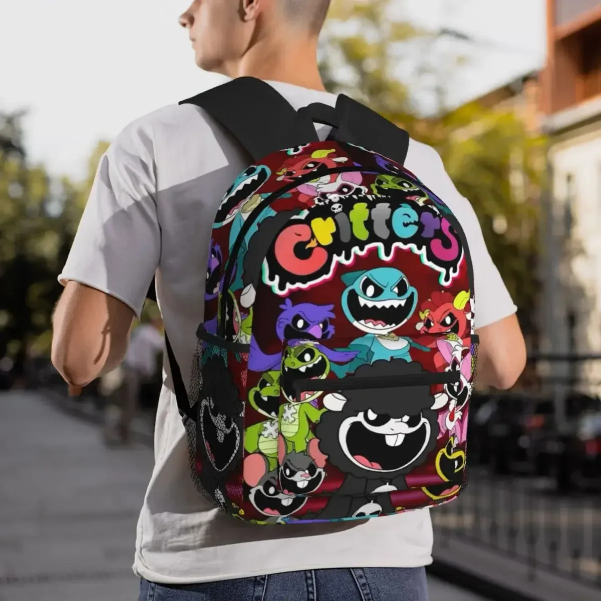 sac à dos d'étudiant avec motif de dessins animés nightmare critters, sac d'école, sac à dos de randonnée, sac de voyage pour hommes et femmes, sac à bandoulière tendance