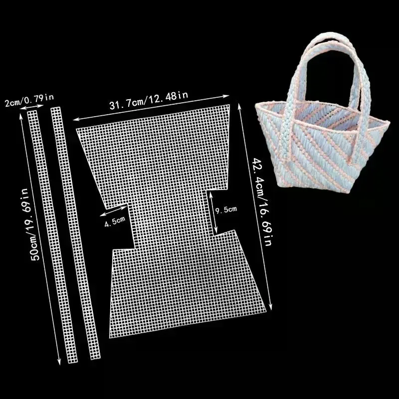 kit de sacs à tricoter et à crocheter diy, feuilles de toile plastique maillée, rubans, accessoires et outils pour sacs à bandoulière faits main