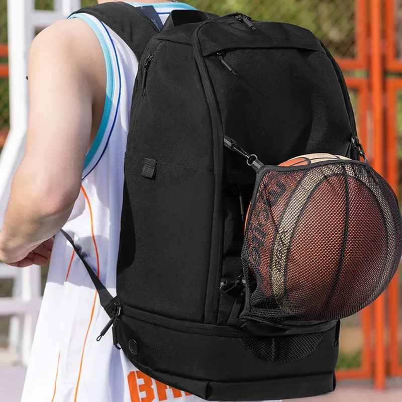 sac à dos de basket-ball avec porte-balle impression logo image sac à dos indépendant pour hommes adapté au basket-ball football volley-ball