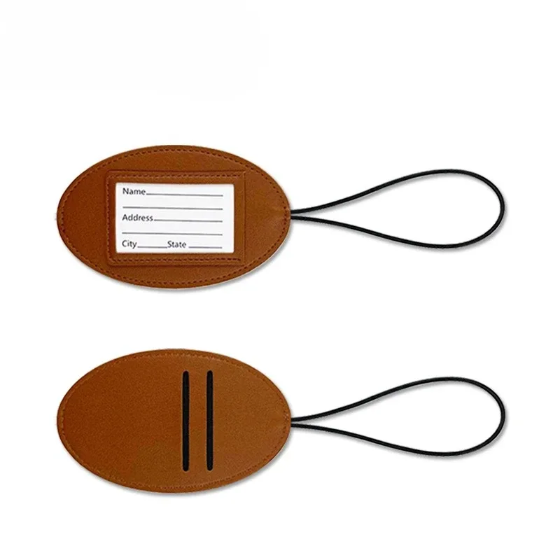 étiquette de bagage en cuir pu, mini, mignonne, pour nom, identification, carte d'embarquement, accessoires de voyage