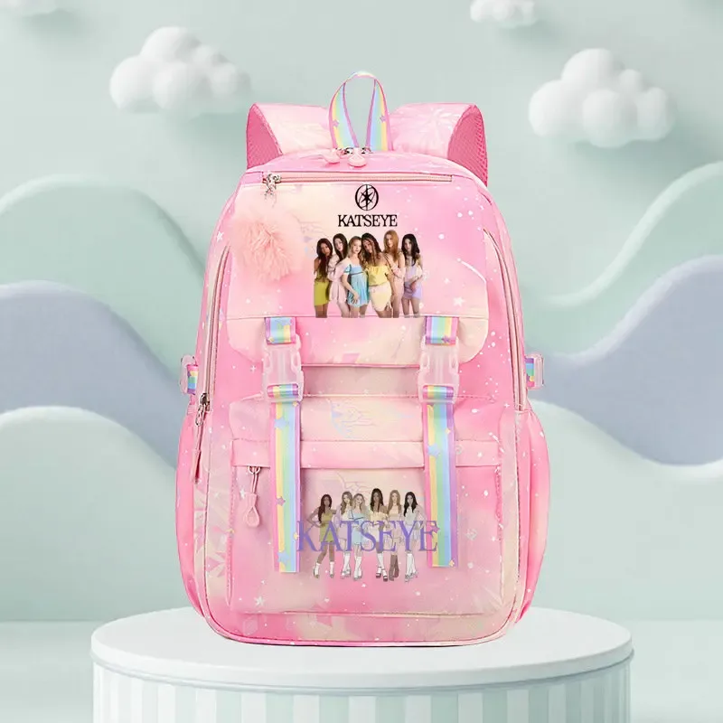 sac d'école katseye print, sac d'école pour élèves du primaire, sac à dos de voyage en plein air, sac à dos tendance pour filles, sac à dos pour enfants.