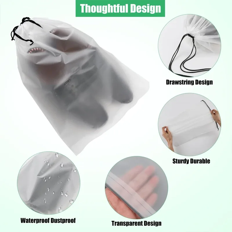 sac de rangement portable à cordon pour chaussures, sac de rangement écologique pour articles divers, sac de voyage pour maquillage, sac de rangement en plastique transparent imperméable