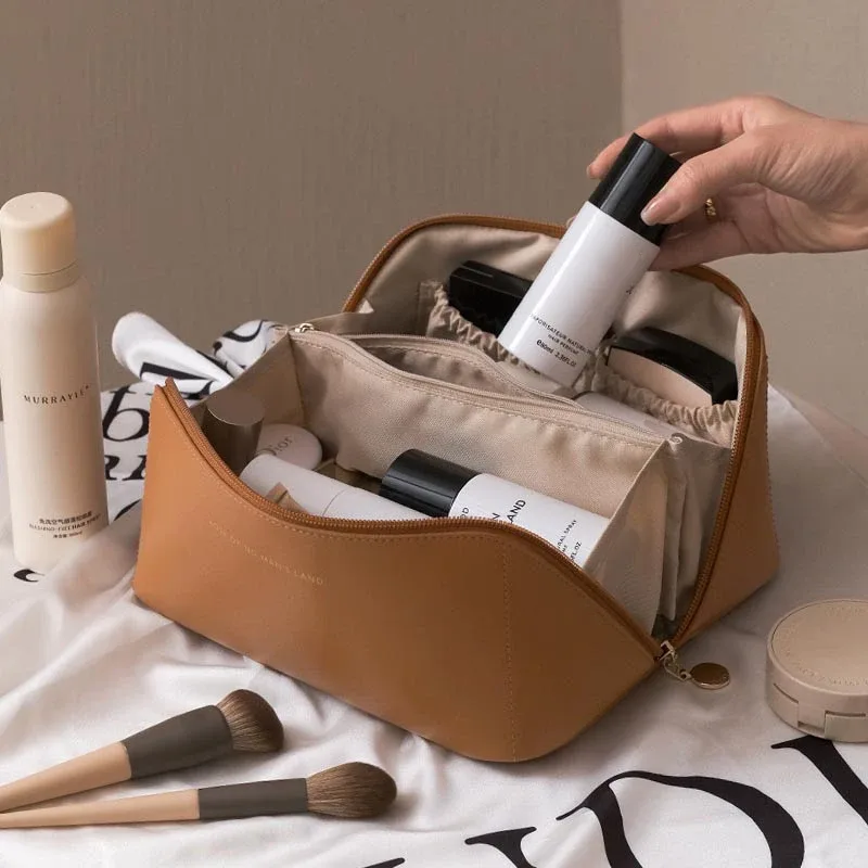sacs à cosmétiques pour femmes, pochette de maquillage élégante en cuir pu, organisateur de produits de toilette de voyage, sac à main de rangement, fourre-tout de maquillage coréen