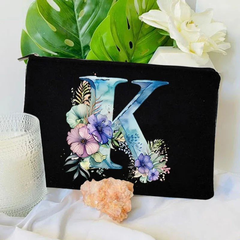 1 pc sac à lettres initiales sac de maquillage avec lettres pour femmes sac à cosmétiques initiales a-z sac de maquillage personnalisé sac de voyage, cosmétique initial