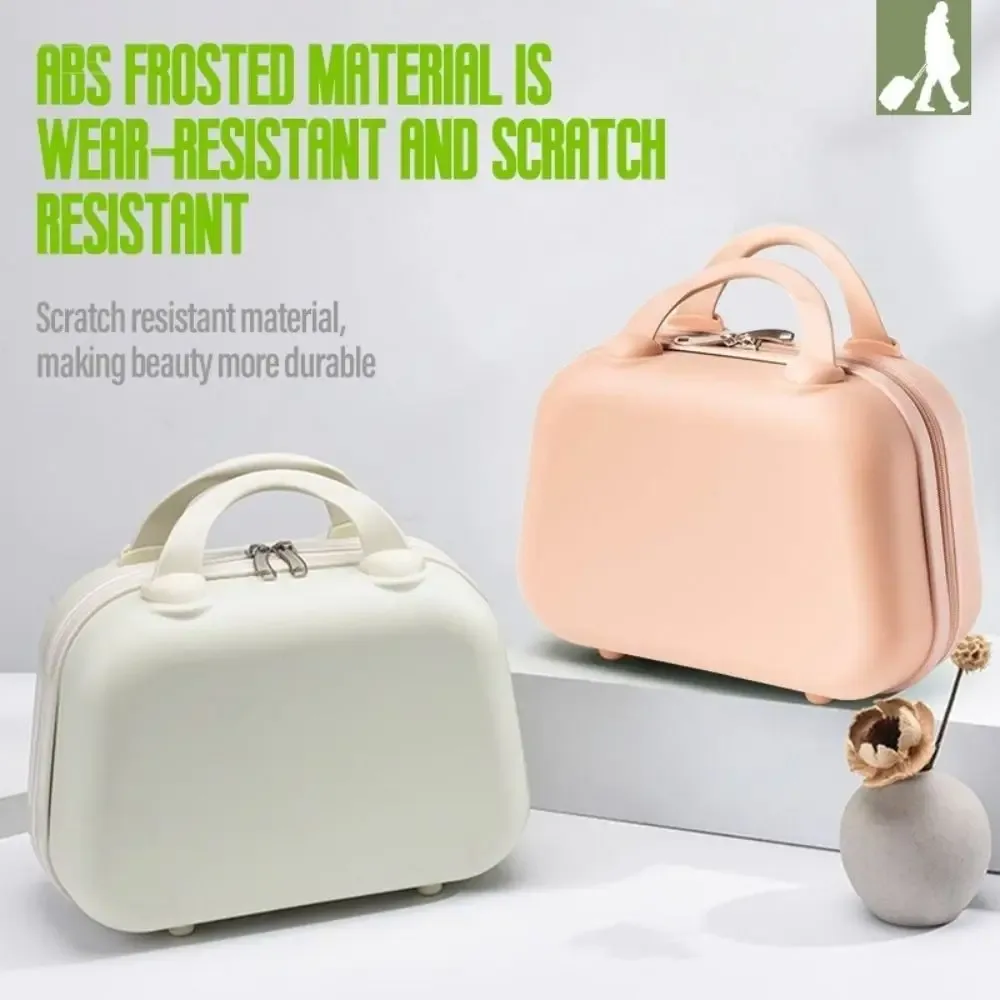 Boîte de rangement pour articles de toilette, valise de couleur unie, grande capacité, boîte carrée de 14 pouces, étuis à cosmétiques à fermeture éclair, trousse de maquillage portable pour femmes